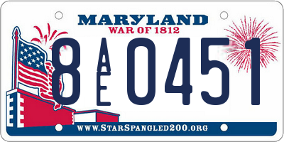 MD license plate 8AE0451
