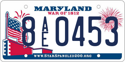 MD license plate 8AE0453