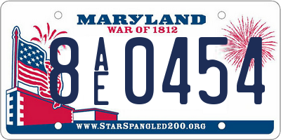 MD license plate 8AE0454
