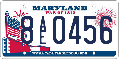 MD license plate 8AE0456