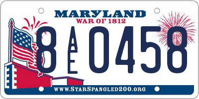 MD license plate 8AE0458