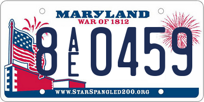 MD license plate 8AE0459