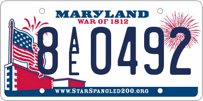 MD license plate 8AE0492