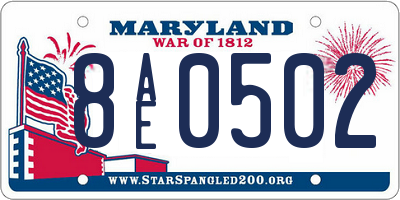 MD license plate 8AE0502