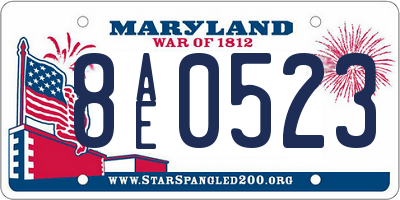 MD license plate 8AE0523