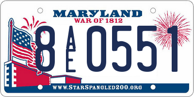 MD license plate 8AE0551