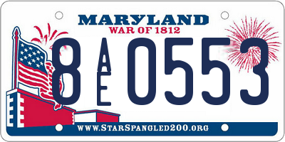 MD license plate 8AE0553