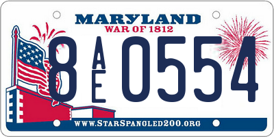 MD license plate 8AE0554