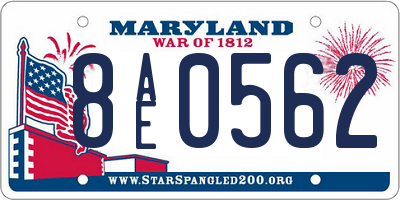 MD license plate 8AE0562