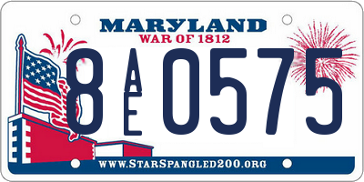 MD license plate 8AE0575