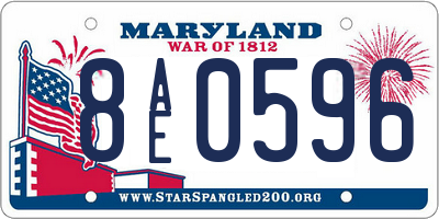 MD license plate 8AE0596
