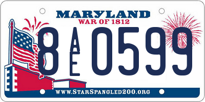 MD license plate 8AE0599