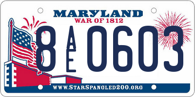 MD license plate 8AE0603
