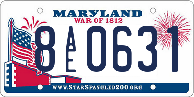 MD license plate 8AE0631