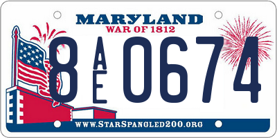 MD license plate 8AE0674