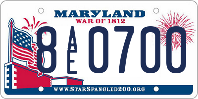 MD license plate 8AE0700