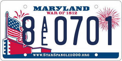 MD license plate 8AE0701