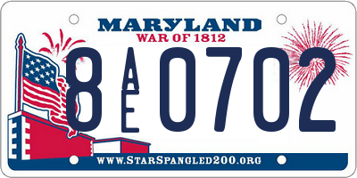 MD license plate 8AE0702
