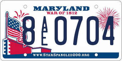 MD license plate 8AE0704