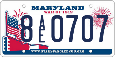 MD license plate 8AE0707
