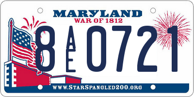 MD license plate 8AE0721
