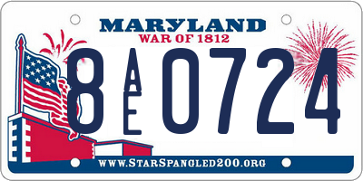 MD license plate 8AE0724