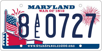 MD license plate 8AE0727
