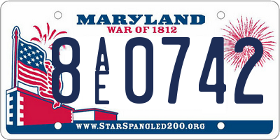 MD license plate 8AE0742