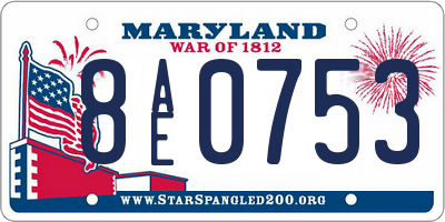 MD license plate 8AE0753
