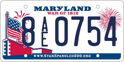 MD license plate 8AE0754