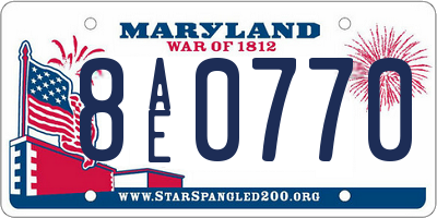 MD license plate 8AE0770