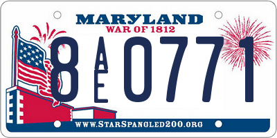 MD license plate 8AE0771