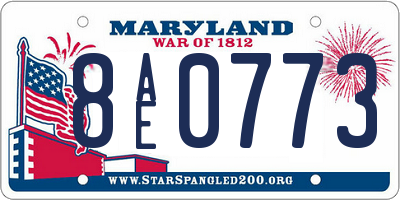 MD license plate 8AE0773