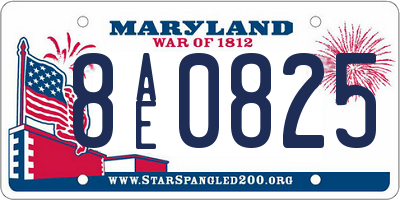 MD license plate 8AE0825