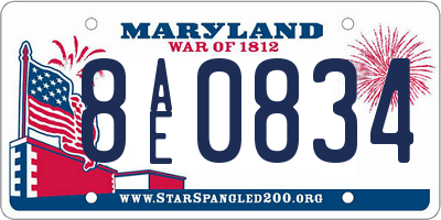 MD license plate 8AE0834