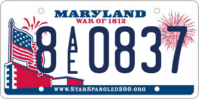 MD license plate 8AE0837