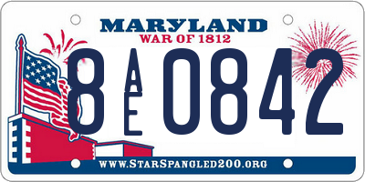 MD license plate 8AE0842