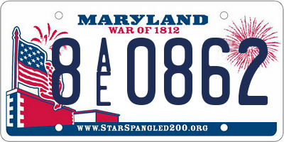 MD license plate 8AE0862