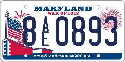 MD license plate 8AE0893