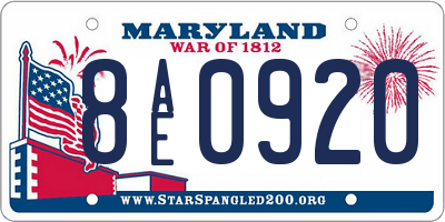 MD license plate 8AE0920