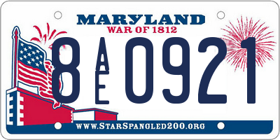 MD license plate 8AE0921