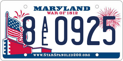 MD license plate 8AE0925