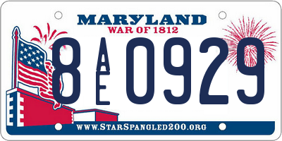 MD license plate 8AE0929