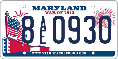 MD license plate 8AE0930