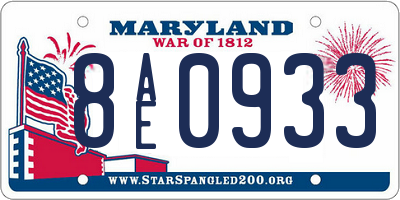 MD license plate 8AE0933