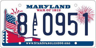 MD license plate 8AE0951