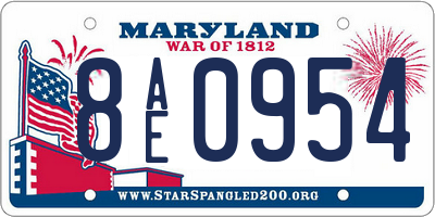 MD license plate 8AE0954