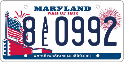 MD license plate 8AE0992
