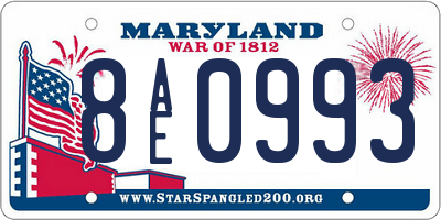 MD license plate 8AE0993