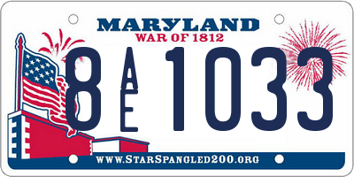 MD license plate 8AE1033